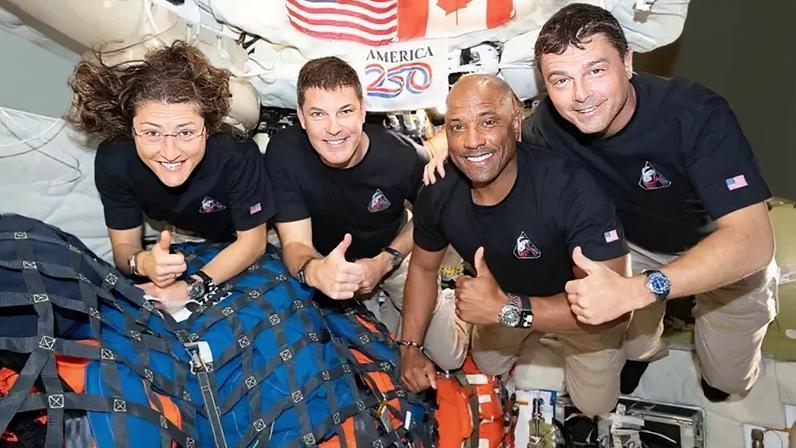 From left: Astronauts Christina Koch, Jeremy Hansen, Victor Glover and Reid Wiseman.