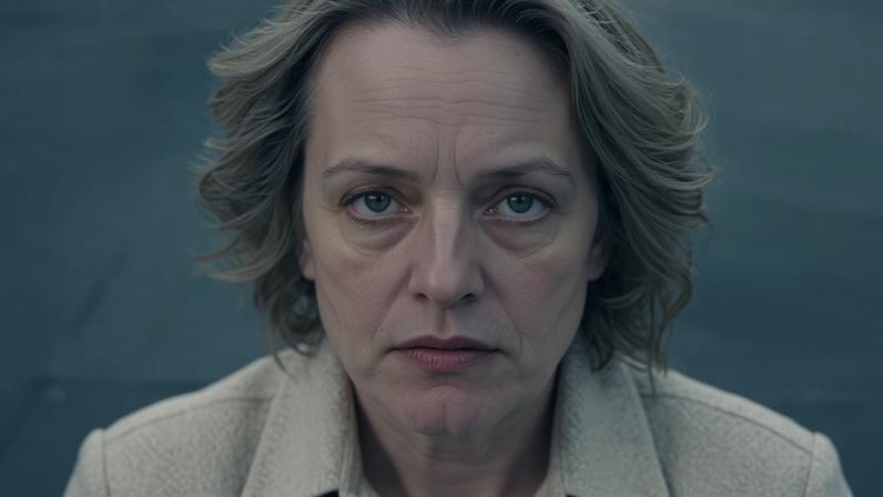 Elisabeth Moss como June em "The Handmaid's Tale"