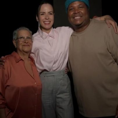 Ana Paula Renault reencontra Dona Geralda e Ronan no Domingão