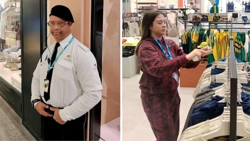 Júlio César, vigilante em um shopping, e Rafaela Nascimento, vendedora em loja do setor de moda, atuam na escala 6x1 em São Paulo