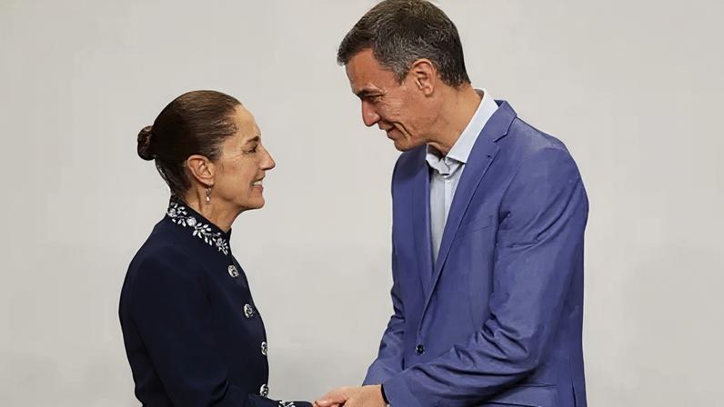 Claudia Sheinbaum (left) and Pedro Sánchez were among leaders attending the In Defence of Democracy summit