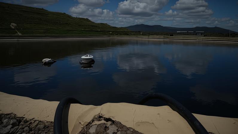 Lagoa de chorume em aterro sanitário. Sem tratamento, esse líquido escuro e fétido que sai do lixo se torna um problema ambiental e um risco à saúde.