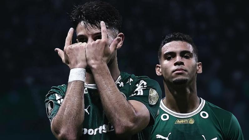 Flaco Lopez comemora gol do Palmeiras contra o Sporting Cristal, na Copa Libertadores