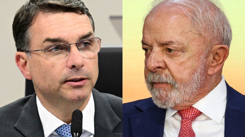 O senador Flávio Bolsonaro (PL-RJ); e o presidente da República, Luiz Inácio Lula da Silva
