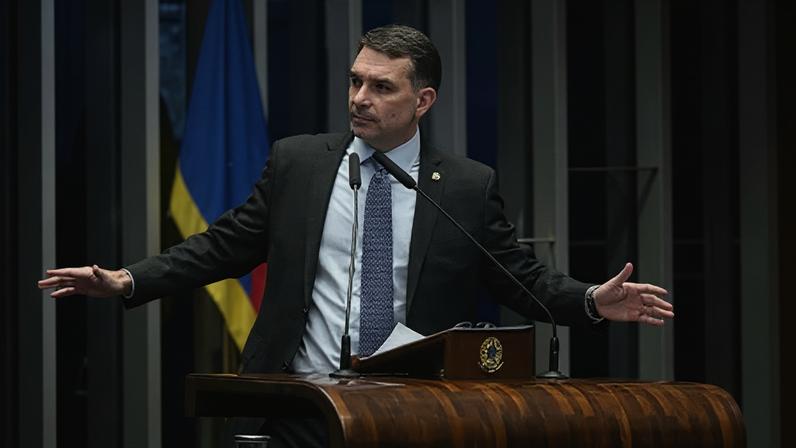 O pré-candidato à Presidência e filho do ex-presidente Jair Bolsonaro, senador Flávio Bolsonaro