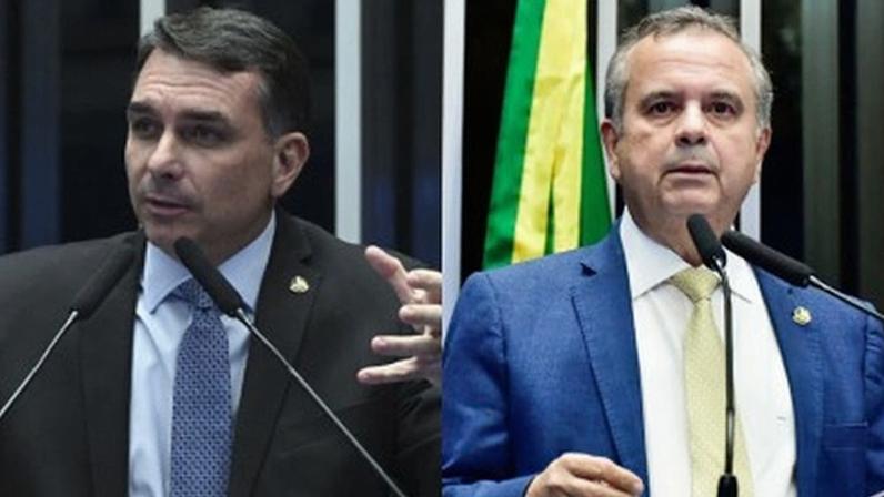O senador Flávio Bolsonaro (PL-RJ) e o senador Rogério Marinho (PL-RN)
