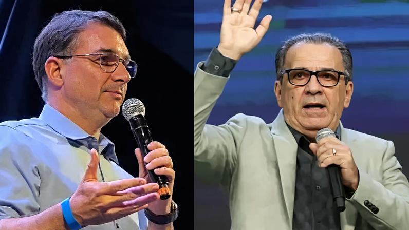 O senador Flávio Bolsonaro e o pastor Silas Malafaia | Reprodução