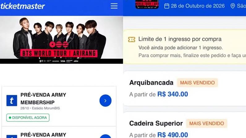 Golpistas criam páginas falsas para vender ingressos de shows do BTS no Brasil; veja como se proteger — Foto: Reprodução