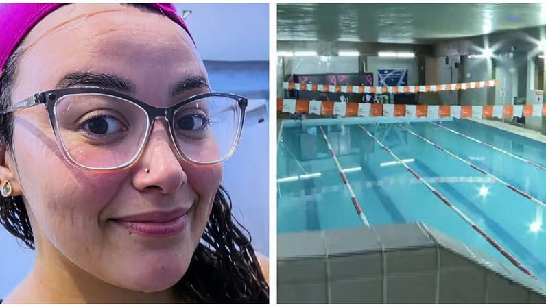 A professora Juliana Faustino Bassetto, de 27 anos, que morreu na Zona Leste de SP após usar piscina de academia. — Foto: Montagem/g1/Reprodução/TV Globo