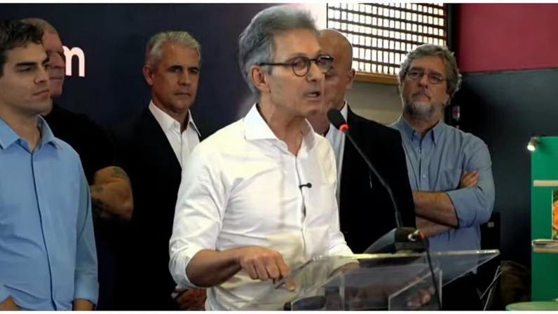 O pré-candidato à Presidência da República pelo Partido Novo – Romeu Zema – nesta quinta-feira (16) em São Paulo. — Foto: Reprodução/Youtube
