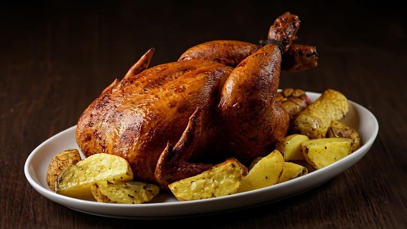 Frango assado com batata