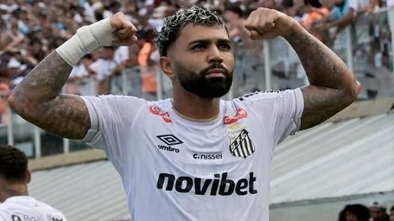 Gabigol comemora o gol de empate contra o Corinthians