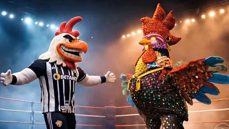 Galo do Atlético-MG e Galo da Madrugada — Foto: Arte/Globo Esporte