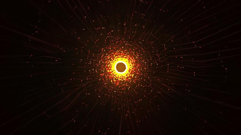 Motion graphic of flying into digital technologic tunnel. 3D render. Abstract digital background. Data flow information. Technology tunnel