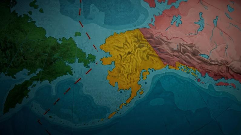 Estreito de Bering, entre a Rússia e o Alasca, nos Estados Unidos