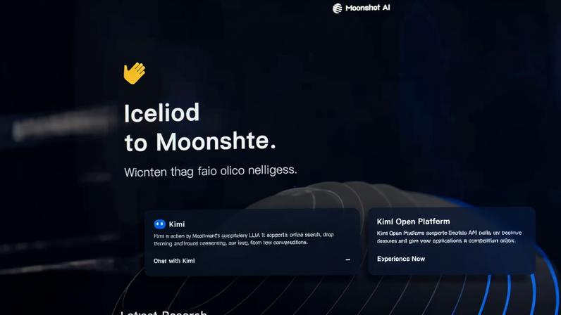 Information for Moonshot AI's Kimi chatbot arranged on a computer