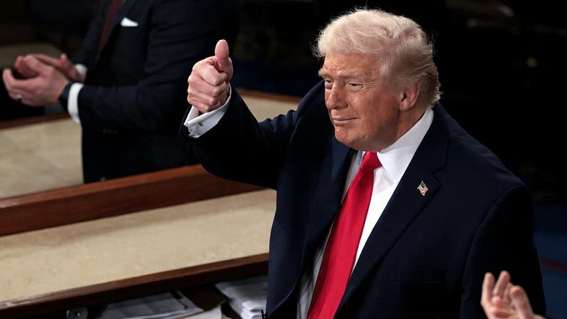 Trump durante discurso do Estado da União, no Capitólio