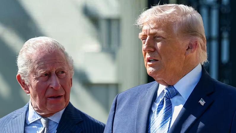 O Rei Charles III e o presidente norte-americano Donald Trump em visita do monrca britânico à Casa Branca, em Washington, em 27 de abril de 2026