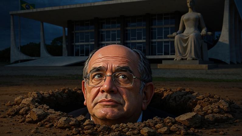 Quando Gilmar Mendes coloca a cabeça para fora, pode apostar: a estação da impunidade será mais longa. (Foto: Imagem criada utilizando ChatGPT/Gazeta do Povo)