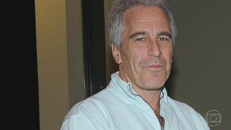 Divulgação de arquivos da Justiça americana expõem relações entre as pessoas mais poderosas do mundo com Jeffrey Epstein — Foto: Jornal Nacional/Reprodução