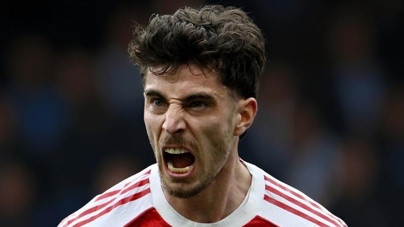 Havertz comemora gol marcado pelo Arsenal contra o Manchester City no Campeonato Inglês