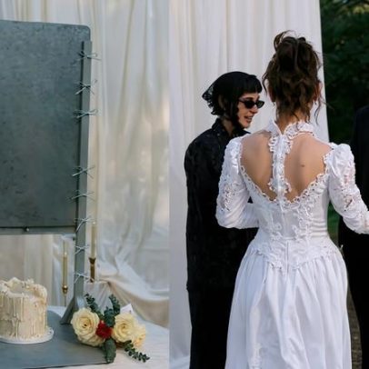 Casamento temático de Maria Antonieta encerra com bolo cortado por guilhotina