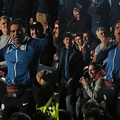 Torcedor do San Lorenzo faz gesto racista contra torcedores do Santos