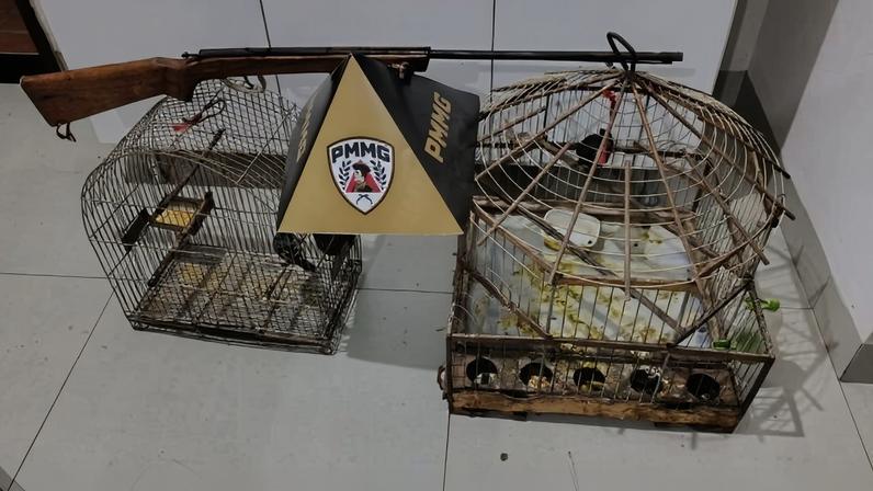 Homem é preso por posse ilegal de arma de fogo e por manter animais silvestres em cativeiro em Monte Azul