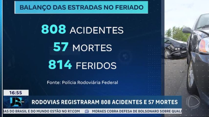 PRF registra mais de 800 acidentes em rodovias de todo o país durante o feriado