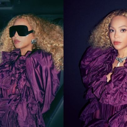 Beyoncé usa look roxo e presta homenagem a Prince em ensaio