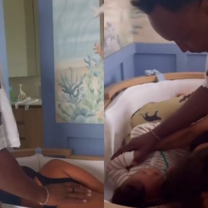 Thiaguinho registra esposa dormindo no berço com o filho e diverte fãs