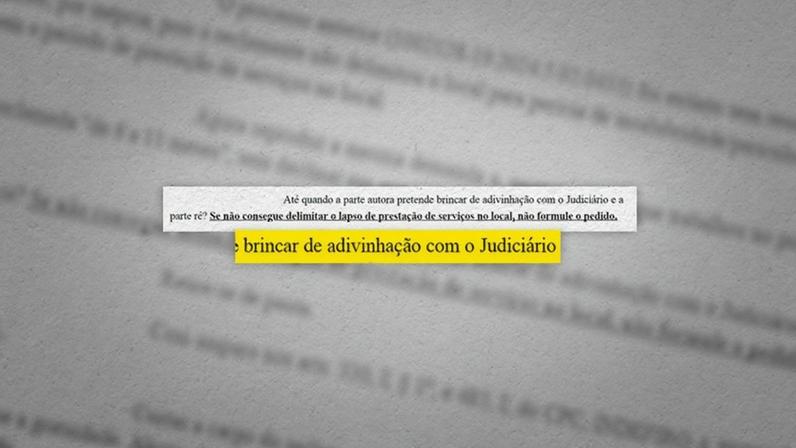 Trecho da decisão em que o juiz critica a “brincadeira de adivinhação com o Judiciário” no processo,
