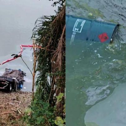 Caminhão que caiu em represa na Grande Curitiba carregava 5 mil litros de tóxico