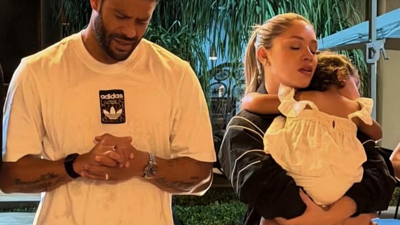 Camila Ângelo e Hulk realizam culto em casa — Foto: Reprodução/ Divulgação