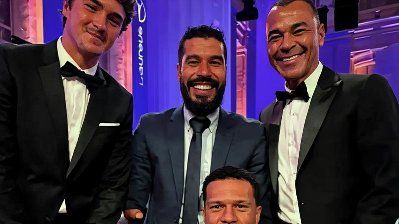 João Fonseca com Gabrielzinho, Daniel Dias e Cafu (Reprodução)