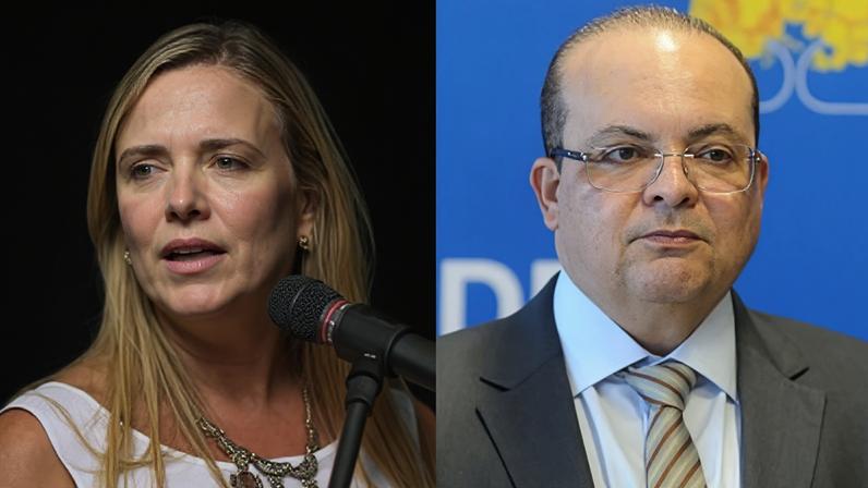 Atual governadora do Distrito Federal, Celina Leão (PP) e o ex-governador Ibaneis Rocha (MDB)