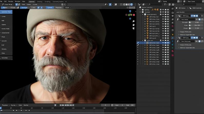 Tela do software Blender durante a produção de um modelo 3D (Reprodução)