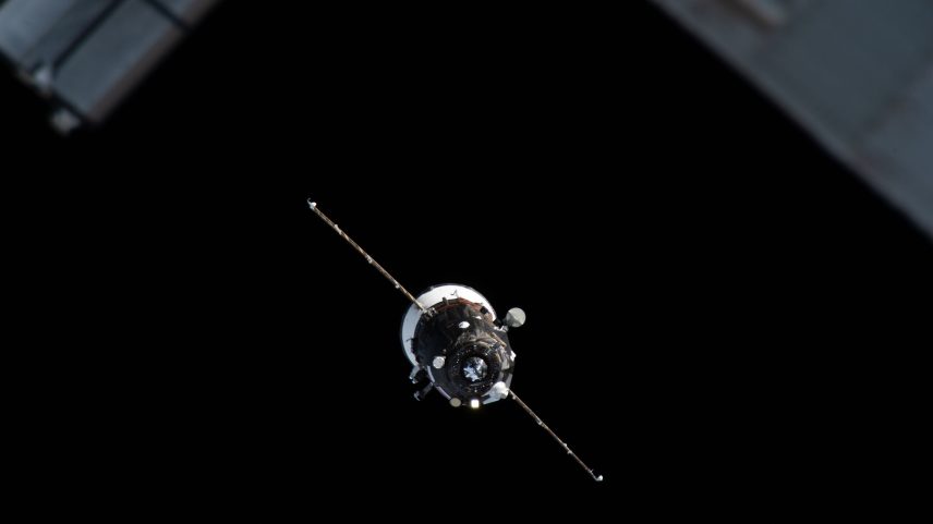 The Progress 94 cargo spacecraft, loaded with nearly three tons of food, fuel, and supplies, nears the International Space Station ahead of its docking on March 24, 2026.