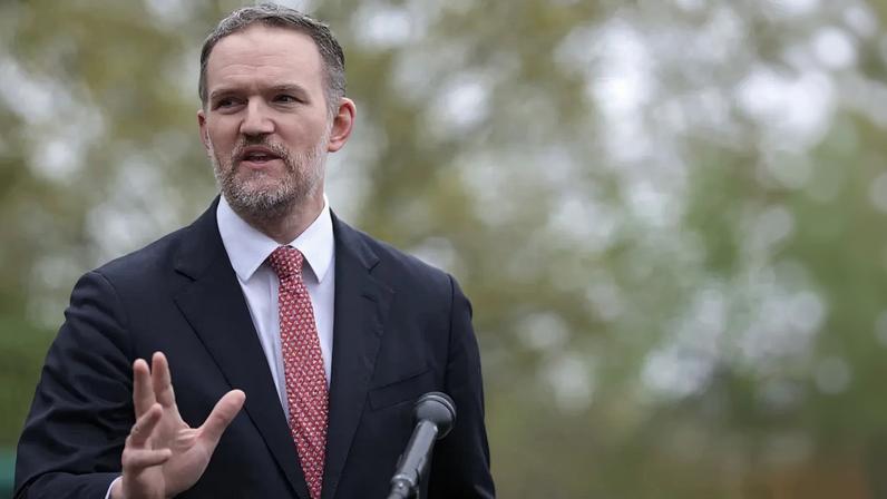 U.S. Trade Representative Jamieson Greer speaks to members of the press outside the West Wing of the White House on April 02, 2026 in Washington, DC.