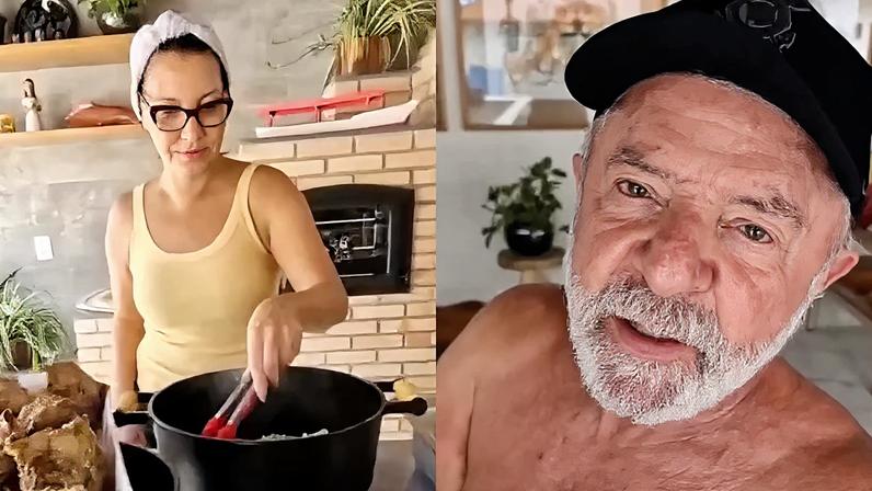 Janja cozinha paca para almoço de Páscoa com Lula
