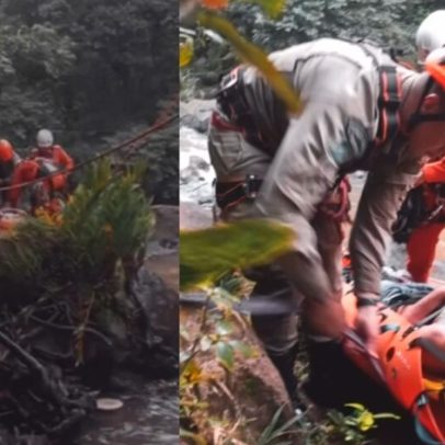 Jovem erra salto em cachoeira, sofre fratura e é resgatado