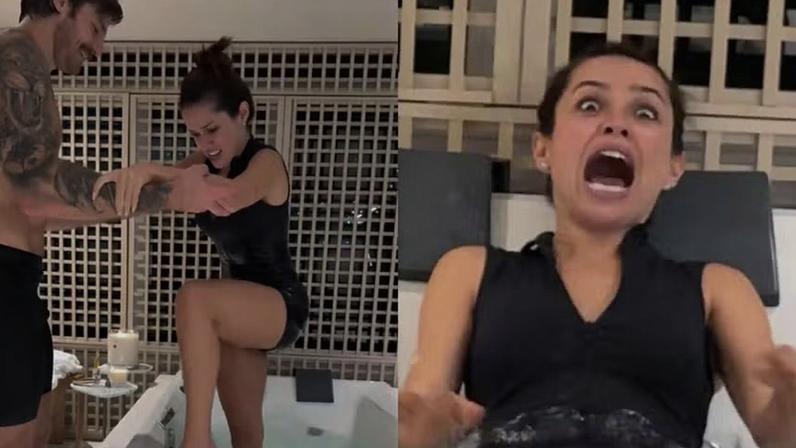 Juliette experimenta banheira de gelo, se desespera e diverte namorado — Foto: Reprodução/Instagram
