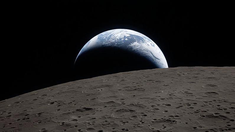 Na imagem, a Terra vista do lado oculto da Lua