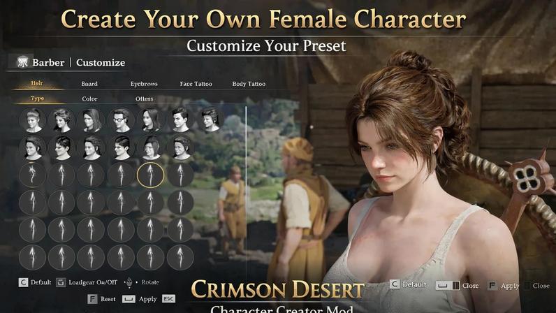 A character customizer for a female Kliff.