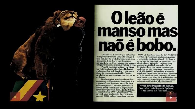 Imagem de publicidade com leão como simbolo do Imposto de Renda na década de 80