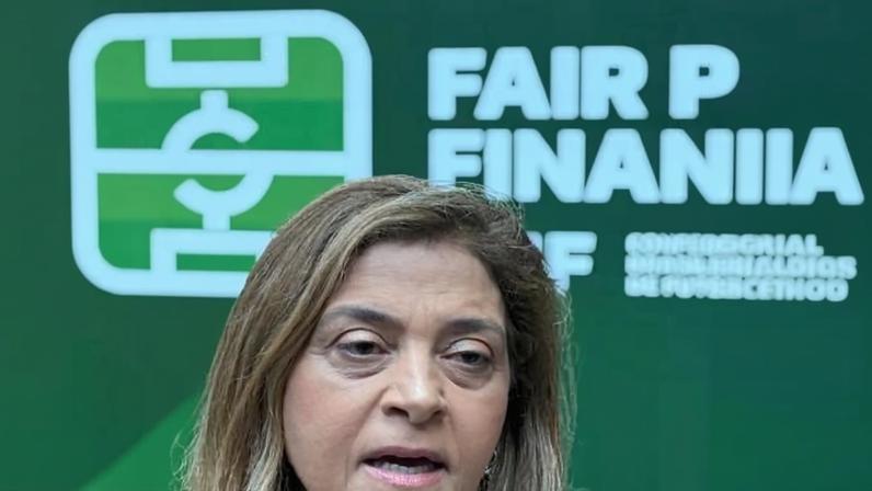 Leila Pereira, presidente do Palmeiras, em evento sobre fair play financeiro