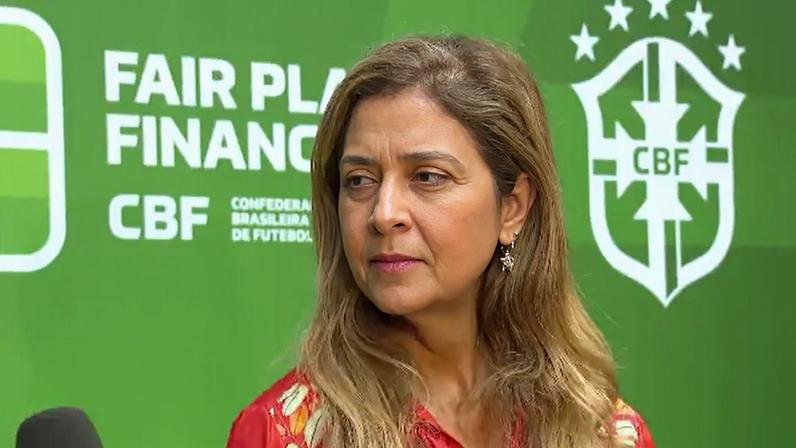 Leila Pereira durante reunião de clubes na CBF — Foto: Reprodução