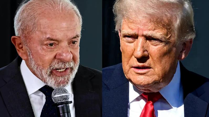 O presidente do Brasil, Luiz Inácio Lula da Silva; e o presidente dos Estados Unidos, Donald Trump