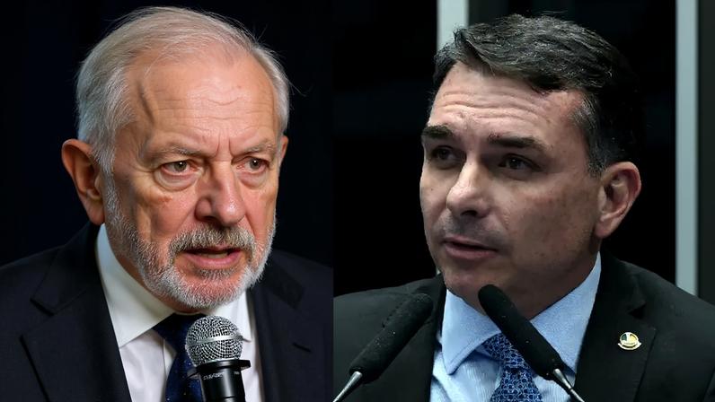O presidente Luiz Inácio Lula da Silva; e o senador Flávio Bolsonaro (PL-RJ)