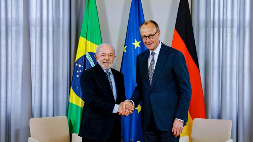 O presidente Lula com o chanceler primeiro-ministro da Alemanha, Friedrich Merz